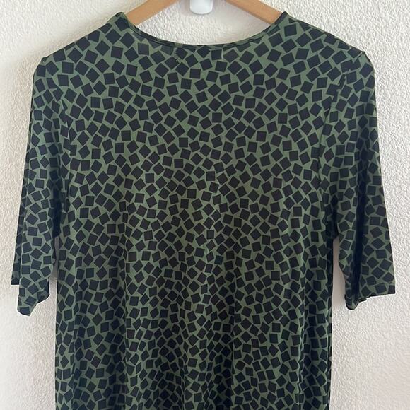 Ava Sky Fighting Eel Green Black Geometric Stretch Dress Medium - Picture 7 of 9